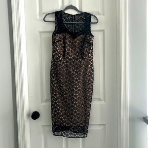 Ann Taylor Lace overlay dress size 0 great condition black and nude lined